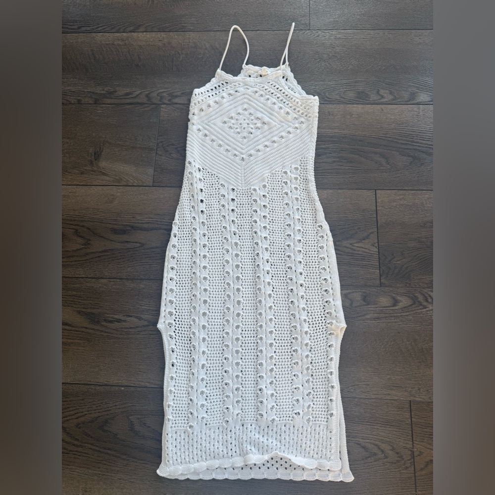 Aerie White Crochet Midi Dress Cover Up